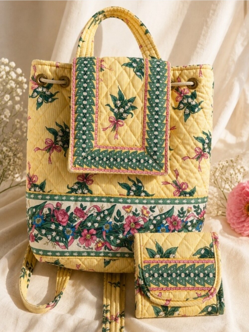 VTG 2002 vera bradley cotton quilted backpack in print "hope" ✨